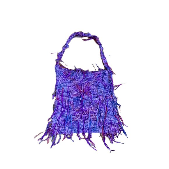 HANDMADE KNITTED HOBO BAG MULTI-COLOR - Picture 6 of 10